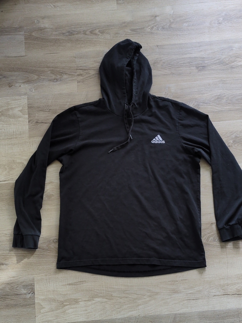 adidas Black Pullover Hoodie with White Logo